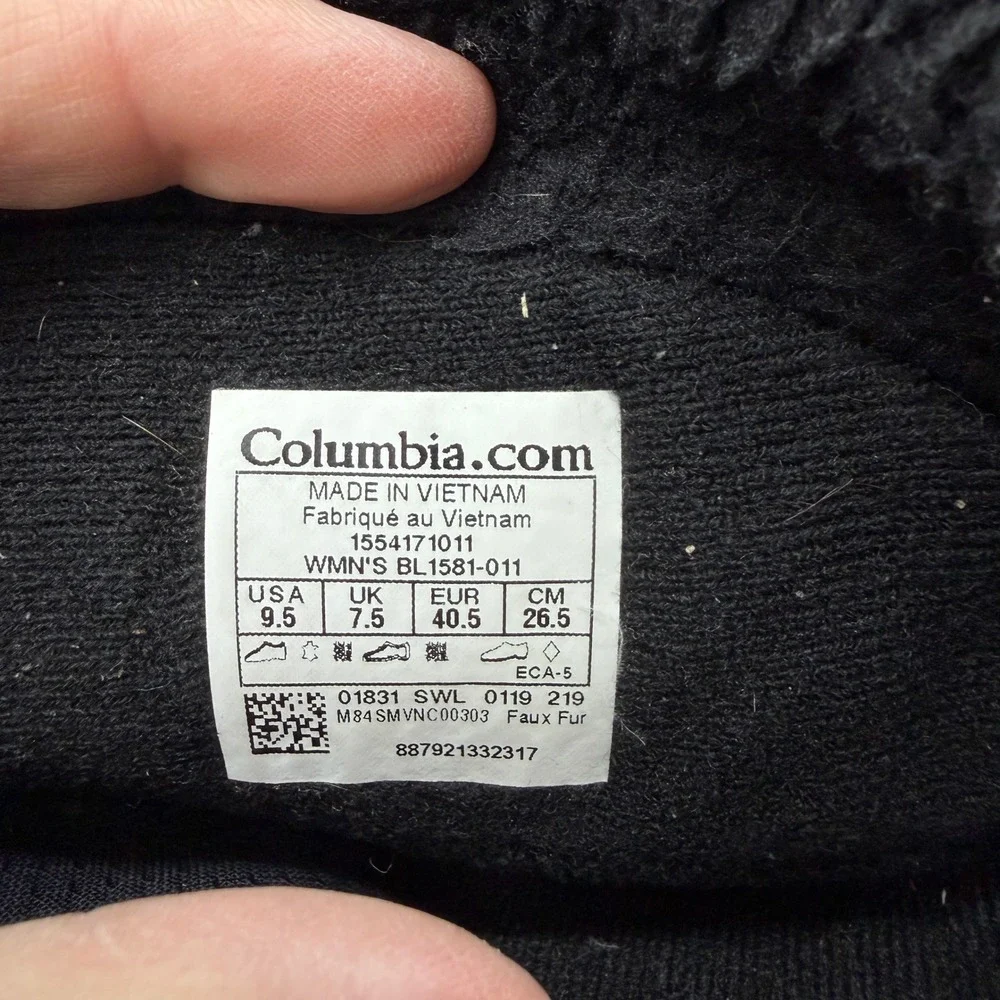Columbia Ice Maiden II black leather suede waterproof‎ winter boots women's 9.5